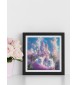 White Kittens in a Cloudy Fairytale City, Fantasy Art, Print 40.6 x 40.6 cm