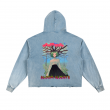 Hoodie -100% Cotton 340 gsm. Mira "Bloom Always" One size  L - Vintage Washed Blue