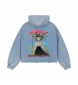 Hoodie -100% Cotton 340 gsm. Mira "Bloom Always" One size  L - Vintage Washed Blue