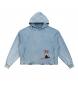 Hoodie -100% Cotton 340 gsm. Mira "Bloom Always" One size  L - Vintage Washed Blue