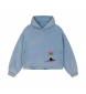 Hoodie -100% Cotton 340 gsm. Mira "Bloom Always" One size  L - Vintage Washed Blue