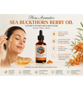 Sea Buckthorn Berry Oil – Cold Pressed - 350 mg/100 g Carotenoids – 1.69 FL.OZ / 50 ml by Flora Aromatics