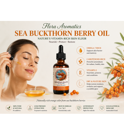 Sea Buckthorn Berry Oil – Cold Pressed, 350 mg Carotenoids | Flora Aromatics