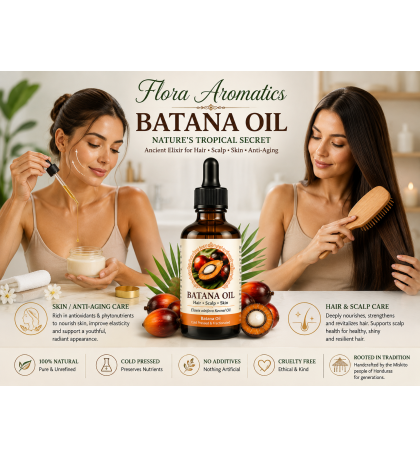 Batana Oil – Hair, Scalp & Skin Care, 1.69 FL.OZ / 50 ml by Flora Aromatics