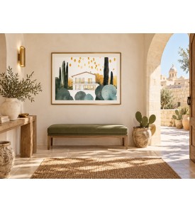 Home Among Cacti — Minimalist Wall Art, 18 × 24 Inches