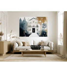 Golden Silence Horizontal Minimalist Fine Art by Miroslava Kettounen — 24 x 18 inches