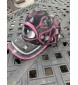 Distressed Denim Baseball Cap. Custom hand-painted by Miroslava. Pink 2,Charcoal, Golden Metal Buckle. One size