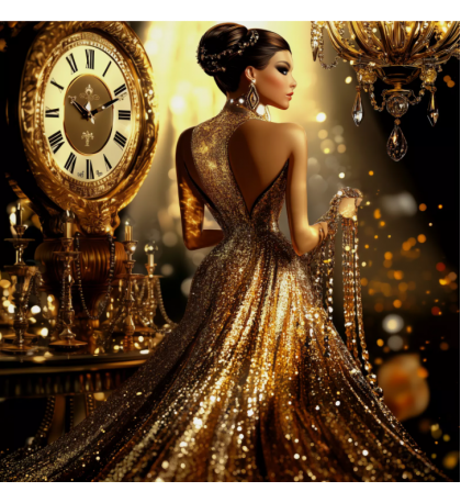 Evening Elegance: Gold and Time – Print