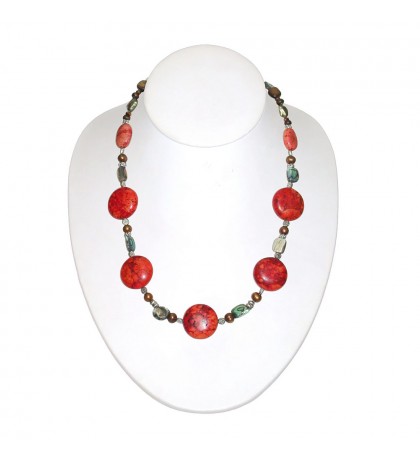 Red Coral Necklace With Natural Red Corals Hand Made  Hawaiian Masters  COR 11