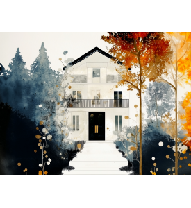Autumn Golden Silence Horizontal Minimalist Fine Art by Miroslava Kettounen — 24 x 18 inches