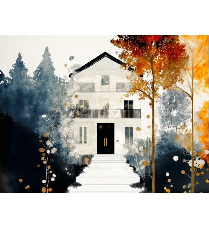 Autumn Golden Silence Horizontal Minimalist Fine Art by Miroslava Kettounen — 24 x 18 inches