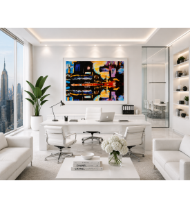 Manhattan Locomotive Urban Abstract Fine Art Print from Original Acrylic Painting on Premium 300 gsm Fine Art Paper 28 x 22 inches