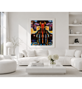 Manhattan Robot-Cobot by Miroslava Kettounen — 22 x 28 inches Urban Abstract Fine Art Print from Original Acrylic Painting on Premium 300 gsm Fine Art Paper