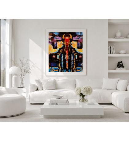 Manhattan Robot-Cobot by Miroslava Kettounen — 22 x 28 inches Urban Abstract Fine Art Print from Original Acrylic Painting