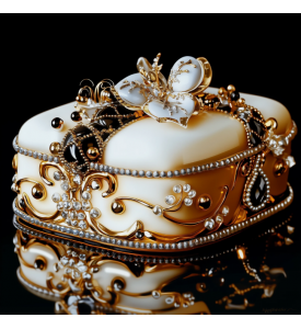 Painting of an Elegant Jewelry Box in Luxurious Art Nouveau Style. Print