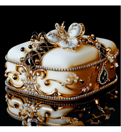 Painting of an Elegant Jewelry Box in Luxurious Art Nouveau Style. Print Painting of an Elegant Jewelry Box in Luxurious Art Nouveau Style. Print