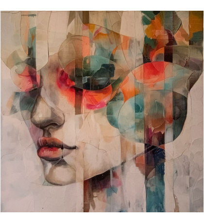 Reflections of Emotion, Woman's Portrait, Mixed Media Art, Print,40.6 x 40.6 cm