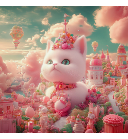 Royal Kitten in a Pink Fantasy World, Fantasy Art, Print 40.6 x 40.6 cm Royal Kitten in a Pink Fantasy World, Fantasy Art, Print 40.6 x 40.6 cm