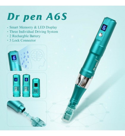 Dr. Pen Ultima A6S Professional Micro needling Pen  for Face and Body - 6 Cartridges (3pcs 16pin + 3pcs 36pin)