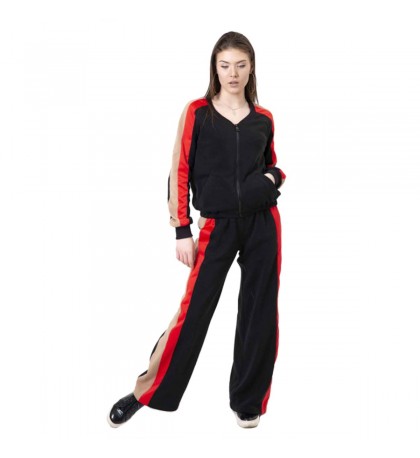 Miroslava Women's Sweatsuit Set with Strips on The Sides Bomber Jacket and Pants Full Zip Sport Suits Tracksuits